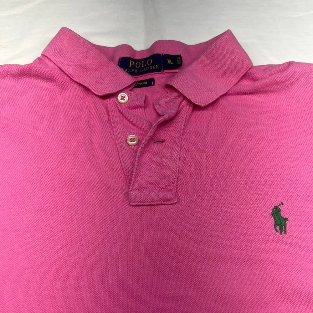 Polo Ralph Lauren Mens‎ Pink Custom Fit Polo Shirt XL